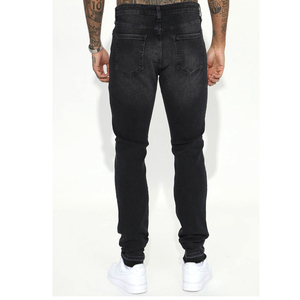 กางเกงผ้ายีนส์เอวสูงของผู้ชายกางเกงยีนส์ทรงหลวมสไตล์ลำลองผ้าใบออกแบบได้ตามต้องการ - Product Image 3