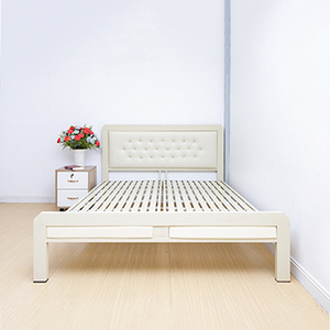 Lit à sommier double/grand lit en acier au design simple, avec revêtement en poudre anti-rayures, pour chambre à coucher et salon - Product Image 1