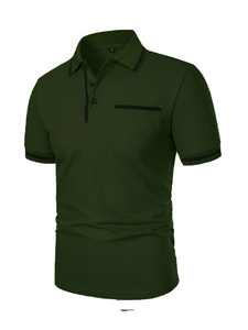 Polos de manga corta para hombre, camiseta informal de Color sólido, camiseta de verano a la moda, transpirable, suelta, básica, con bolsillos, camisas para hombre - Product Image 3