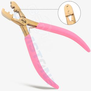 Pince professionnelle pour retirer les micro-anneaux, adaptée aux anneaux de 6 mm/4 mm, outil pour extensions de cheveux, pince en acier inoxydable doré, antidérapante, rose - Product Image 1
