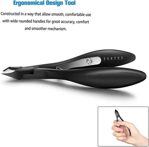 Pinzas para cutículas de acero inoxidable planas de primera calidad, herramienta de manicura y pedicura con borde afilado, apertura de mandíbula ancha, uñas gruesas, duradero - Product Image 3