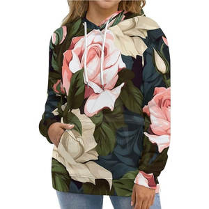 เสื้อฮู้ดดี้ผู้หญิงดีไซน์ล่าสุด ลายพิมพ์แบบซับลิเมชั่น สำหรับฤดูหนาว สวมใส่สบาย เป็นมิตรกับสิ่งแวดล้อม ระบายอากาศได้ดี สีและโลโก้ปรับแต่งได้ ผลิตในประเทศปากีสถาน - Product Image 4