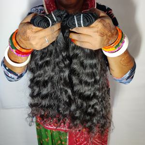 Extensiones de cabello humano virgen de templo indio Natural 100% Paquetes de cabello humano crudo alineados con cutícula - Product Image 2