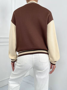 <b>Women</b> <b>Varsity</b> <b>Jacket</b> Long Denim Baseball <b>Bomber</b> <b>Jacket</b> With Lettermen Casual Wear Stand Collar Fur Decoration Finished Product - Product Image 6