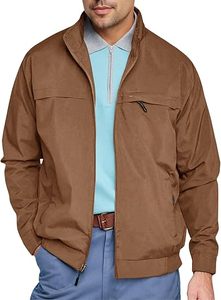 Chaqueta de bombardero de golf con cremallera completa ligera para hombre con cuello levantado, prendas de vestir cortavientos informales para invierno, cierre de doble botonadura - Product Image 5