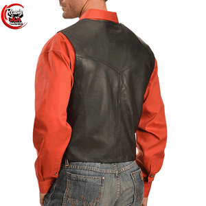 Chaleco de Cuero de Alta Calidad para Hombre, Ropa de Abrigo de Invierno, Sin Mangas, Impermeable, Ecológico, Diseño Vintage, Bolsillos Laterales, Personalizado para Motociclistas - Product Image 2