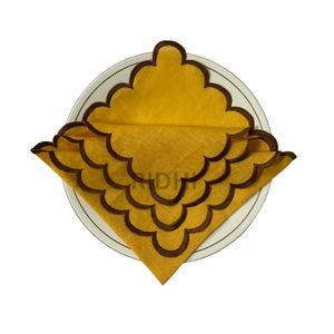 Servilletas de Lino Amarillo Bordadas al por Mayor con Borde Festoneado, 100% Lino Puro, para Bodas, Decoración del Hogar y Regalos para Damas de Honor - Product Image 6
