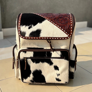 Da bò lông Dụng cụ Da Ba lô mặt trước & túi sau du lịch máy tính xách tay ba lô sử dụng thoải mái cho đi làm hàng ngày ngoài trời - Product Image 1