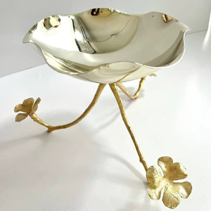 Bol décoratif en métal fait main de finition antique avec support, parfait pour un cadre de pièce maîtresse élégant de décoration intérieure - Product Image 1