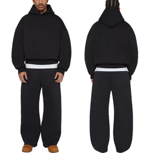 Invierno Unisex 100% Premium algodón transpirable polar chándal logotipo personalizado holgado en blanco peso pesado Sudadera con capucha pantalones de chándal conjuntos de Jogger - Product Image 1