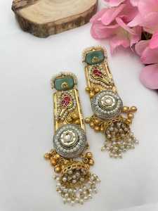 <b>Beautiful</b> Amrapali Style Brass <b>Earrings</b> For Women Antique Finish Trending Dangler <b>Earrings</b> Inspired By Indian Heritage Jewelry - Product Image 5