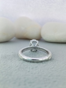 แหวนหมั้นเพชรแท้ทรงรี สไตล์คลาสสิก สำหรับงานแต่งงาน ทองคำแท้ 14K 18K คุณภาพเยี่ยม ได้รับการรับรองจาก GIA IGI เพชรธรรมชาติ VVS เต็มวง - Product Image 3