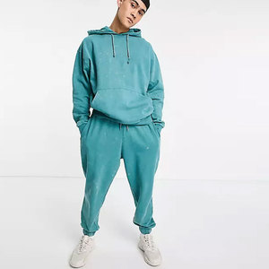 Breathable Printed Winter Plus Size Acid Wash 2-Piece Track Suit Set Sweatpants & Hoodie Jogging 100% Cotton Low MOQ - Product Image 6