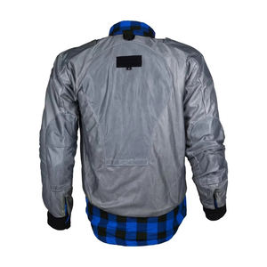 Camisa de Motociclista Protectora Personalizada para Hombre y Mujer, Tallas Grandes, Azul y Negro a Cuadros, % Algodón, Cierre Doble con Cremallera YKK - Product Image 6