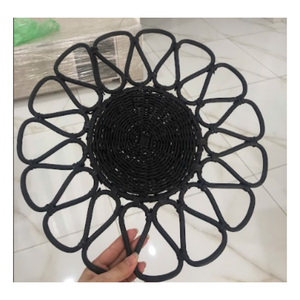 Assiette de chargeur en rotin tissé à la main rustique fournisseur du Vietnam décoration de plaque en osier naturel - Product Image 1