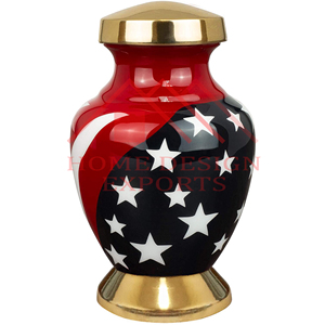 Vase Mini Urne Imprimé Drapeau Américain en Métal Aluminium Pot de Cendres Humaines de Petite Taille - Product Image 3