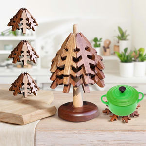 Wooden Tree Coaster Solid <b>Wood</b> <b>Trivet</b> For Kitchen Table Pot And Cup Use Vietnam By 99 Gold Data - Ms Violet - Product Image 1