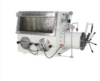 Caja de guantes de vacío Cámara anaeróbica sin polvo de laboratorio Presión negativa sellada de acero inoxidable personalizable con dos puertos de guantes
