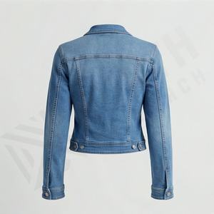 Veste en jean élégante pour femmes, col rabattu, coupe ample, vêtement d'extérieur court, OEM, respirante, veste en jean tendance, manteau élégant de haute qualité - Product Image 2