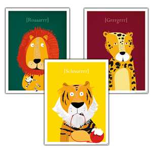 Ensemble de 3 affiches pour chambre d'enfant au design moderne, 30 x 40 cm, avec de grands chats - Product Image 5