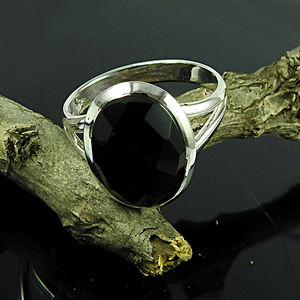 แหวนเงินแท้925อัญมณีโอนิกซ์สีดำธรรมชาติแหวนรูปไข่ทำด้วยมือโบฮีเมียนเครื่องประดับขายส่ง - Product Image 2