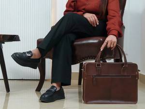 Porte-documents en cuir véritable pour hommes, sacoche pour ordinateur portable, style professionnel, avec bloc-notes et stylo, matériel PC, LPB-0011 de Noël - Product Image 3