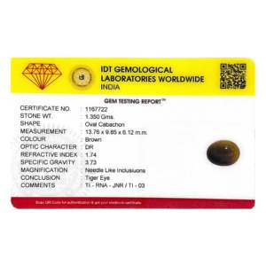พลอยไทเกอร์อายธรรมชาติ 6.75 กะรัต ขัดเงา สีน้ำตาล รูปทรงสี่เหลี่ยมผืนผ้า วัสดุหลากหลาย ด้านหลังแบน เคลียร์ขนาด พร้อมเอฟเฟกต์แสง - Product Image 4