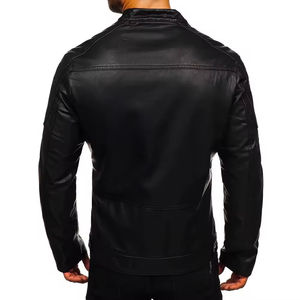 Custom Men's Biker Genuine Leather Jacket High Quality Stylish Chenille Embroidery Stand Canvas College Varsity Crop Jacket - Product Image 5