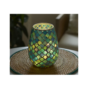 Porte-bougie en mosaïque de verre craquelé, porte-bougie multicolore, décoratif, traditionnel, Hurricane - Product Image 5