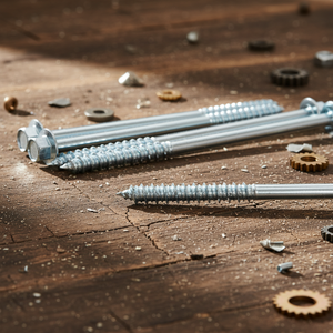 Vis à bois/vis à tasseaux en acier au carbone zingué à haute résistance, tête hexagonale métrique, classes 4.8 et 6.8, filetage partiel, normes DIN/ANSI (Marque PDC) - Product Image 1