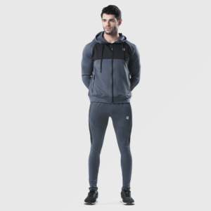 Sudadera con capucha de felpa francesa con cremallera, 100% poliéster, diseño desgastado, estampado serigrafiado, bordado, estilo Forbearance de alto gramaje en gris - Product Image 4