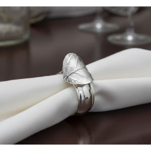 Elegant <b>Silver</b> Leaf <b>Napkin</b> Rings Sturdy Metal Leaf Shaped <b>Napkin</b> Holders For Wedding Banquet Party Dining Table Decor On Sale - Product Image 5