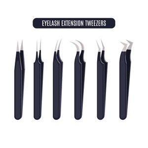 Pince à cils incurvée droite en acier inoxydable pince à greffer outil de cueillette applicateur de volume de beauté logo personnalisé en gros - Product Image 5