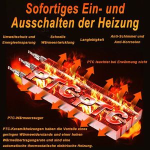 Energy-saving <b>electric</b> fan heater, 1500W, PTC <b>ceramic</b> heating element, 3 adjustable power levels - Product Image 5