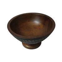 Bol de service à salade indien écologique noir antique de luxe Texture unique sculptée à la main pour table de cuisine de ferme