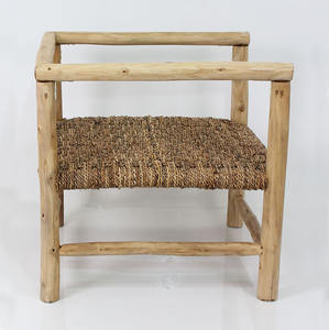 Fauteuil lounge en bois de teck naturel mat, écologique et durable, style rustique moderne, pour villa, hôtel, chambre, parc - Product Image 3
