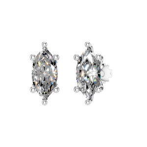 Boucles d'oreilles clous en platine 950 avec diamant de laboratoire taille marquise, certifiées IGI, design de bijoux fins, fabrication artisanale, brillance exceptionnelle - Product Image 2