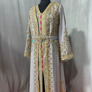 ผ้าโปร่งปักลายดอกไม้ทำจากผ้าโปร่งและลินินทำจาก3D ลายดอกไม้คริสตัลแบบเรียบง่ายพร้อมลูกปัดหรูหรา - Product Image 1