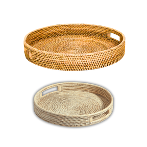 Panier/plateau en rotin en osier rond personnalisable tissé à la main artisanat du Vietnam Design fonctionnel durable décor à la maison plateau de service de fruits - Product Image 1