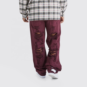 Cheap Streetwear Stack Denim Pants Cotton <b>Baggy</b> Stacked Jeans <b>Men</b> Long Straight Pants Washed Wide Leg <b>Trousers</b> for Man - Product Image 2