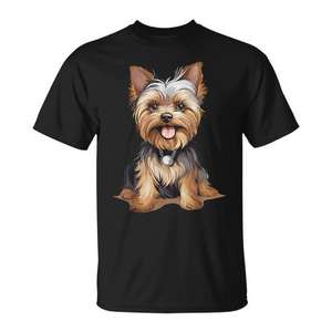 T-shirt promotionnel avec image de chien de race Yorkshire Terrier (Yorkie) mignon - Product Image 1