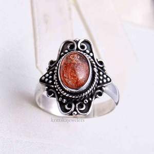 Wholesale 925 Sterling Silver Handmade <b>Statement</b> <b>Ring</b> New Design Natural Sunstone Engagement/Party <b>Ring</b> <b>for</b> <b>Women</b> Oval Cut - Product Image 1