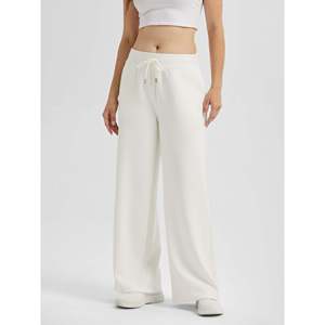 Pantalon droit taille haute pour femme en tissu respirant modal et toile, idéal pour le bureau ou les loisirs, collection printemps, couleurs unies - Product Image 1