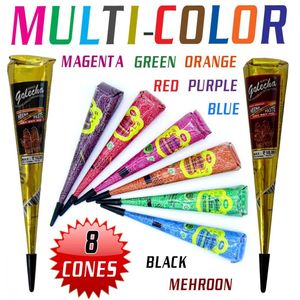 Ngay lập tức Nhiều màu Henna nón cho trang điểm đầy màu sắc mehendi thiết kế Henna <span class=keywords><strong>mehandi</strong></span> cones hình xăm tạm thời - Product Image 4