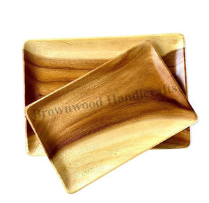 Bandeja de servicio de madera de acacia hecha a mano Venta caliente Bandejas acabadas de madera natural Forma rectangular para vendedores en línea a bajo precio - Product Image 2