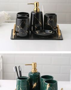 Best Quality Handmade Resin Four-piece Bathroom Set Includes Soap <b>Dish</b> Toothbrush Holder Tray Lid Box Modern Polished Finish - Product Image 5