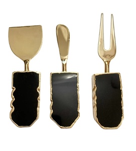 Meilleure qualité Offre Spéciale naturel ensemble de 3 couteaux à fromage AGATE noire commande en gros - Product Image 5