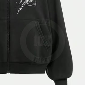 เสื้อฮู้ดผู้ชายแขนยาวประดับพลอยเทียม, เสื้อฮู้ดแฟชั่นทันสมัย100% ผ้าฝ้ายผสมทำจากหินไรน์สโตน - Product Image 5