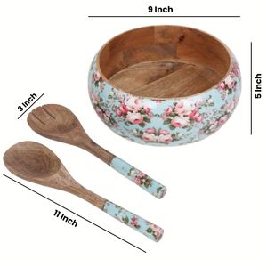 Wooden <b>Salad</b> Mixing <b>Bowls</b> with Serving Tongs <b>Large</b> Wooden Serving <b>Bowl</b> Spoon Hot Selling Product 2024 Made in HF CRAFTS - Product Image 3