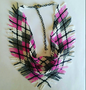 Magnifique collier écharpe perlé fait main, broderie de perles inspirante - Product Image 1